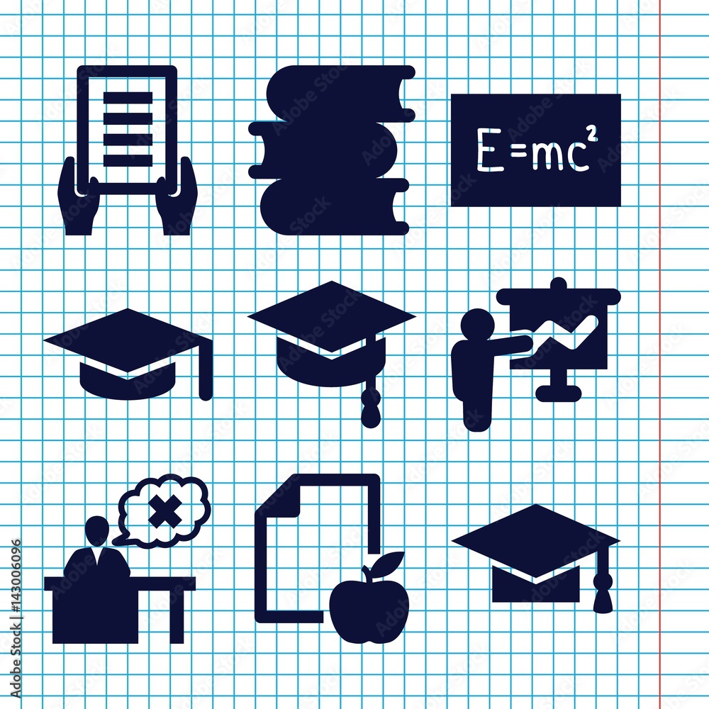 Poster set of 9 university filled icons
