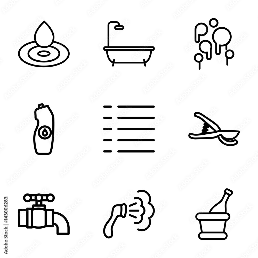 Wall mural Set of 9 drop outline icons