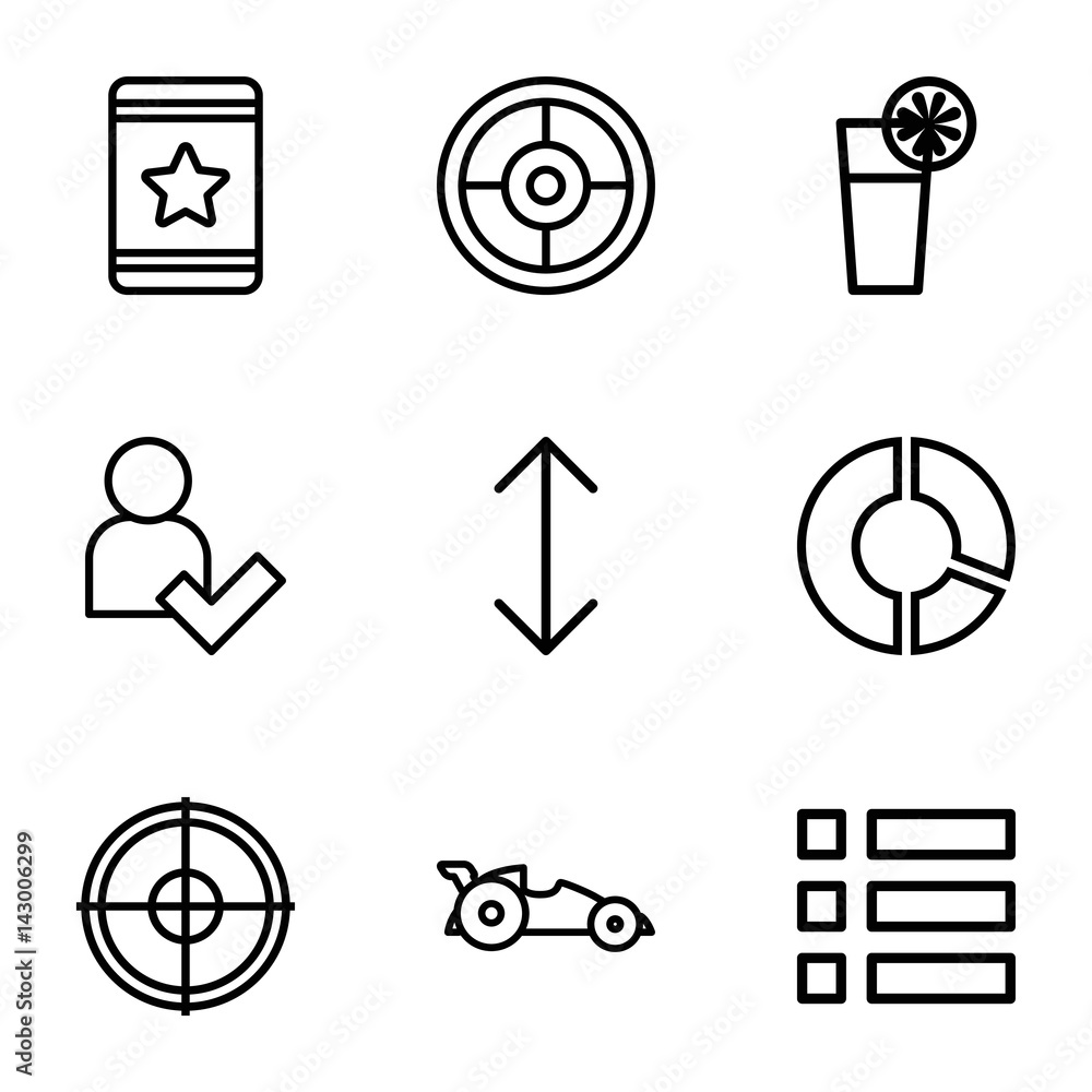 Aufkleber set of 9 ui outline icons