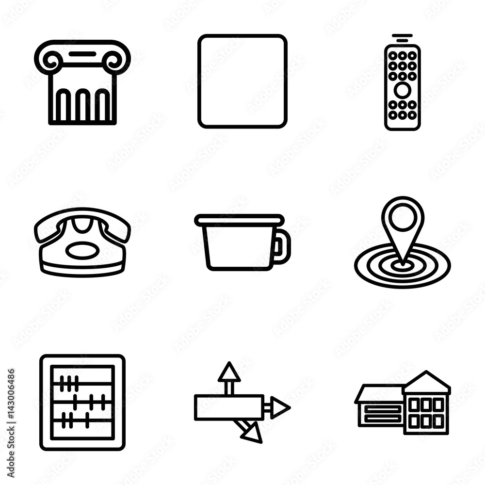 Poster Set of 9 button outline icons