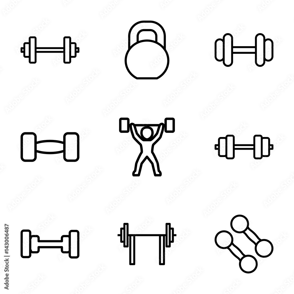 Poster Set of 9 barbell outline icons