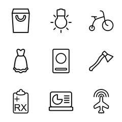 Set of 9 isolated outline icons