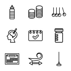 Set of 9 long outline icons