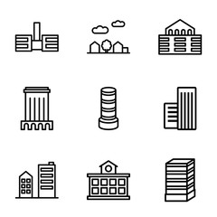 Obraz premium Set of 9 downtown outline icons