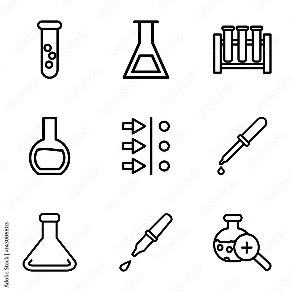 Poster set of 9 experiment outline icons