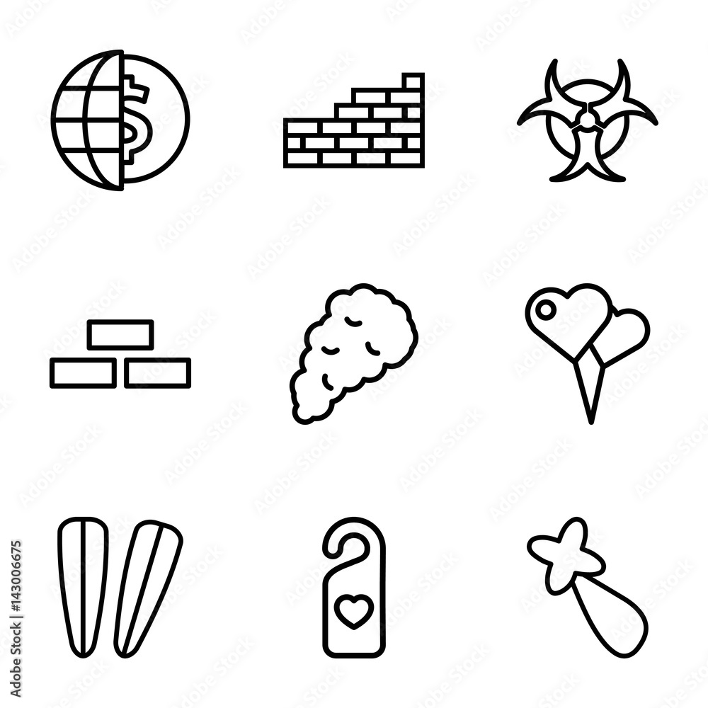 Poster Set of 9 wallpaper outline icons