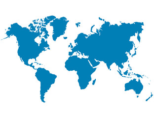 Fototapeta na wymiar Blue world map on a white background