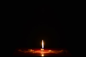 burning candles on isolated black background