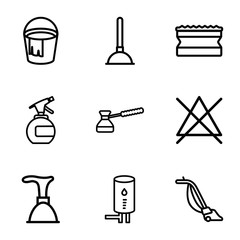 Set of 9 household outline icons