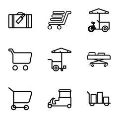 Obraz premium Set of 9 trolley outline icons