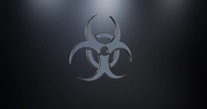 Animated Biohazard Black 3d Icon Loop Modules for edit with alpha matte
