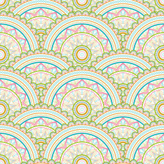 Seamless background  Eastern style blue and red. Arabic  Pattern. Mandala ornament. Elements of flowers and leaves. Vector illustration. Use for wallpaper, print packaging paper, textiles.