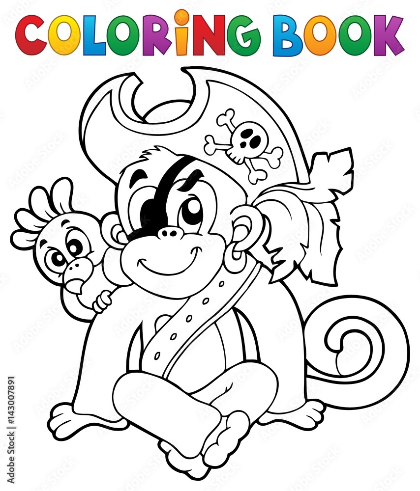 Canvas Prints Coloring book pirate monkey image 1