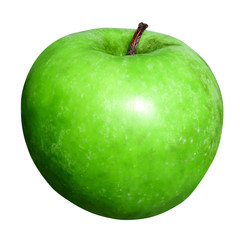Green ripe apple isolated on white background