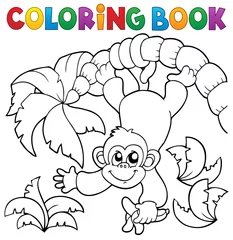 Peel and stick wall murals For kids Coloring book monkey theme 2