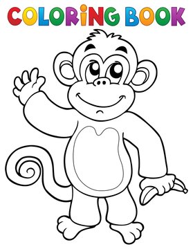 Coloring book monkey theme 3