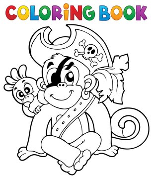 Coloring book pirate monkey image 1