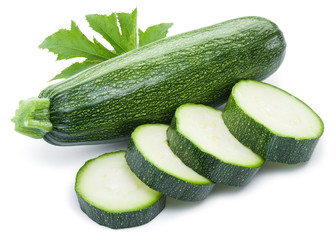 Zucchini on a white background.