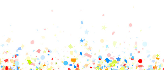 Festive background with colorful confetti.
