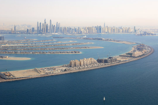 Dubai The Palm Jumeirah Palme Insel Marina Luftaufnahme Luftbild