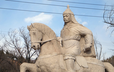 Stone statue of Ming Dynasty general Qi Jiguang, Shuiguan Great Wall, Badaling, Yanqing, China