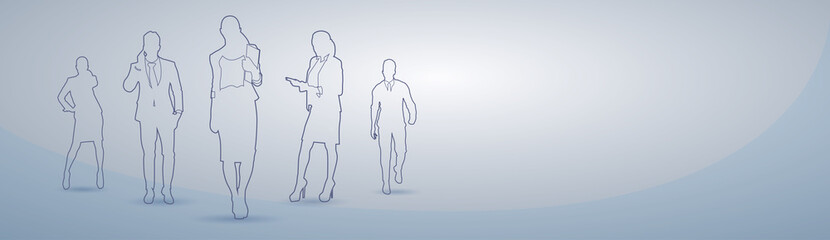 Business People Group Silhouette Executives Team Businesspeople Teamwork Concept Vector Illustration