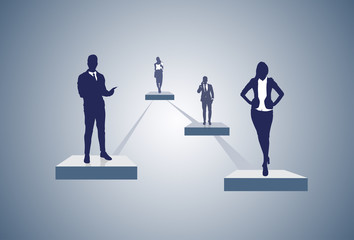 Business Company Structure Management Organization Chart Silhouette Businesspeople Group People Team Vector Illustration