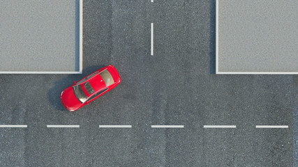 car on the road. 3d illustration