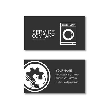 Simple business card of washing machine repair shop