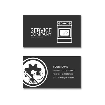 Simple business card of kitchen stove repair shop