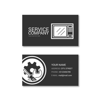 Simple business card of microwave oven repair shop