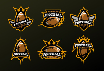 Set of sports logos, games in American football . © makstrv