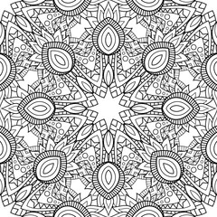 Vector Seamless Monochrome Pattern. Printable Coloring Pages. Hand Drawn Decorative Scales