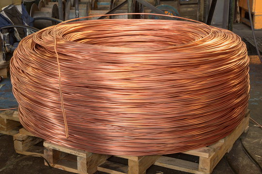 Raw copper wire in bale