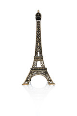 Fototapeta na wymiar Eiffel Tower Statue, isolated on a white background