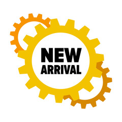 Yellow gears with words 'New Arrival'