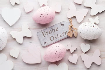 Fotobehang Easter decorations on a beautiful background. Greeting Card. © gitusik