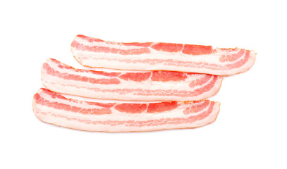 Strips of bacon on white background