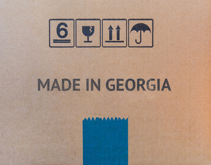 Made in GEORGIA written on brown cardboard box.