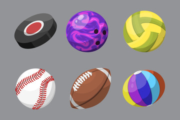 Sport balls isolated tournament win round basket soccer equipment and recreation leather group traditional different design vector illustration.