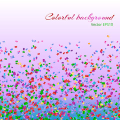 Abstract colorful background with confetti on a pink backdrop
