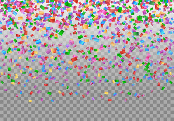 Happy new year background with confetti in air on a transparent backdrop
