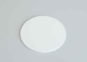 White empty paper disk on gray background