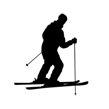 skiing man. Black on white