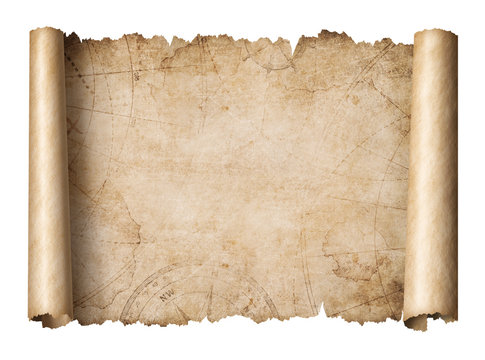 Fototapeta old treasure map scroll isolated 3d illustration