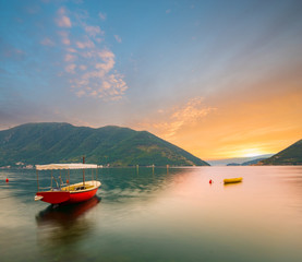 Sunrise over the Kotor Bay near Perast, Montenegro