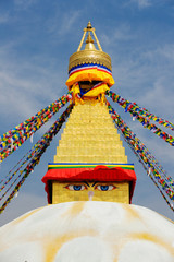 Boudhanath temple ( stupa ) after renovation, the temple was damaged by earthquake in 2015 in Kathmandu,Nepal