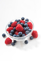 fresh berries in a glass bowl, vertical