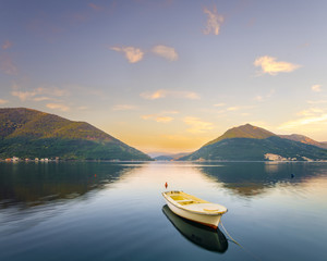 Sunrise over the Kotor Bay near Perast, Montenegro