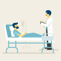 A doctor visit an inpatient in the hospital,, Medical concept illustration